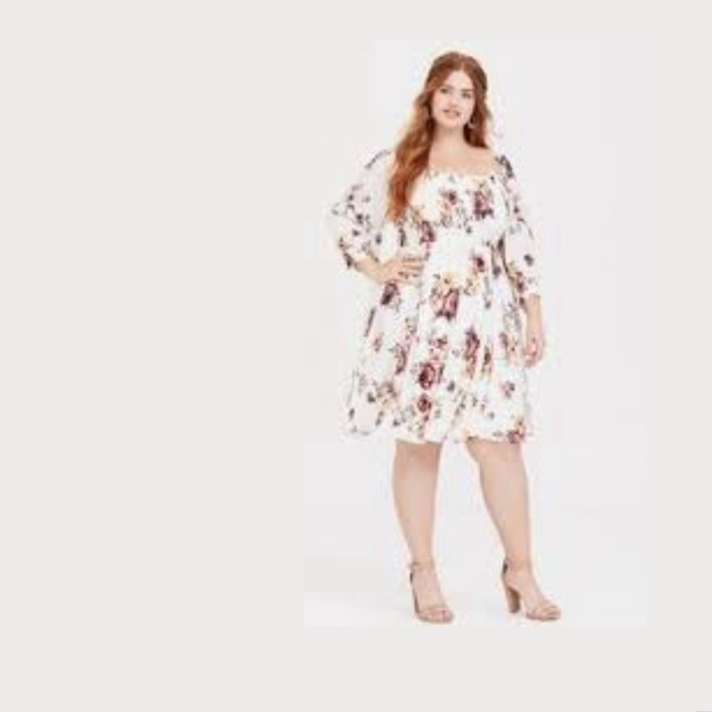 Torrid Floral Knit Top with Burgundy and Cream Accents